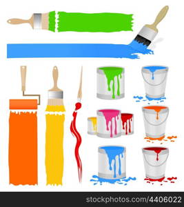 Paint. The tool for painting of walls. A vector illustration