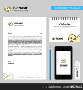 Paint tray Business Letterhead, Calendar 2019 and Mobile app design vector template