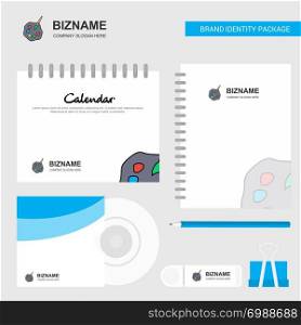 Paint tray Logo, Calendar Template, CD Cover, Diary and USB Brand Stationary Package Design Vector Template