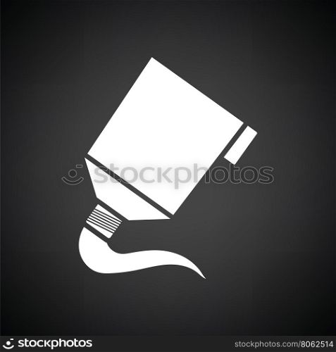 Paint tube icon. Black background with white. Vector illustration.