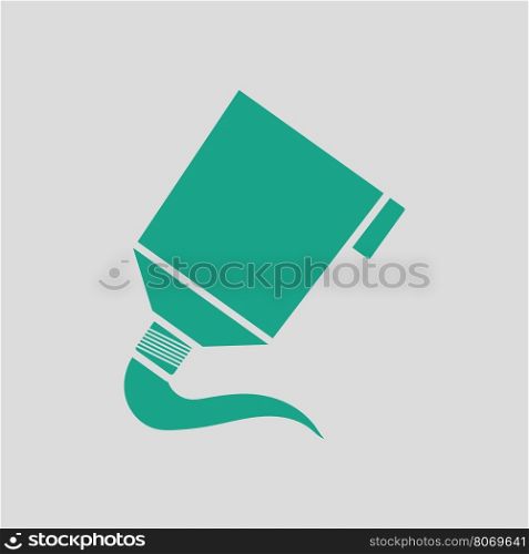Paint tube icon. Gray background with green. Vector illustration.