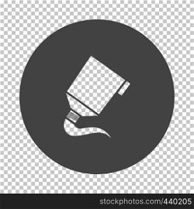 Paint tube icon. Subtract stencil design on tranparency grid. Vector illustration.