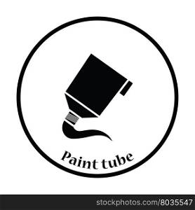 Paint tube icon. Thin circle design. Vector illustration.