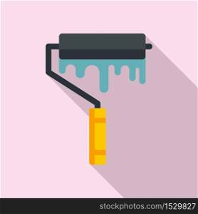 Paint wall roller icon. Flat illustration of paint wall roller vector icon for web design. Paint wall roller icon, flat style