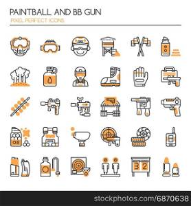 Paintball and BB Gun Equipments , Thin Line and Pixel Perfect Icons