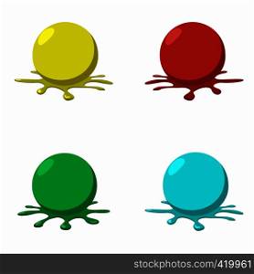 Paintball balls with splashes icon. 4 exploding balls splashing around with paint . 4 paintball balls with splashes