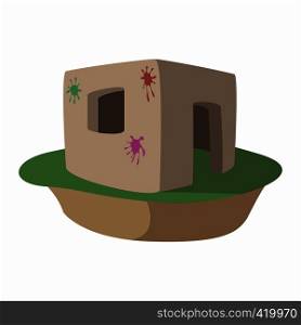 Paintball fortification with color splashes cartoon icon. Single symbol on a white background. Paintball fortification cartoon icon