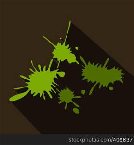 Paintball green blots flat icon. Spots on a grey background. Paintball green blots flat icon