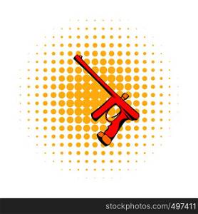 Paintball gun comics icon isolated on a white background. Paintball gun comics icon