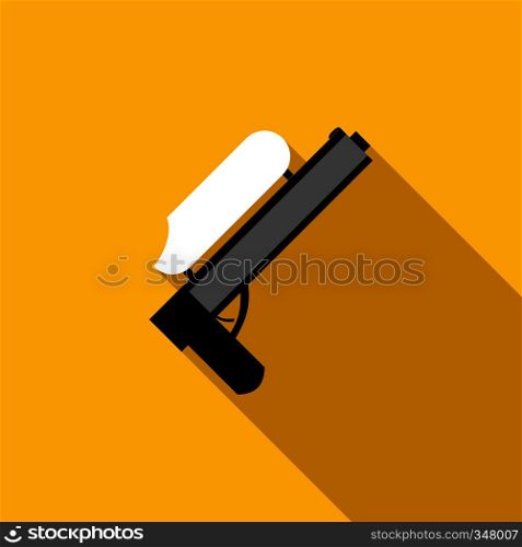 Paintball gun icon in flat style with long shadow. Paintball gun icon, flat style