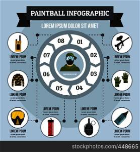 Paintball infographic banner concept. Flat illustration of paintball infographic vector poster concept for web. Paintball infographic concept, flat style
