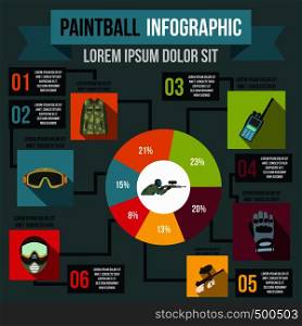 Paintball infographic in flat style for any design. Paintball infographic, flat style