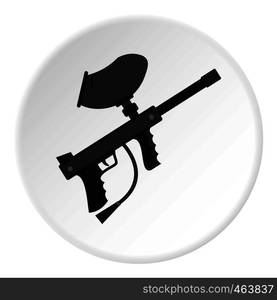 Paintball marker gun icon in flat circle isolated vector illustration for web. Paintball marker gun icon circle