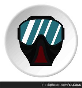 Paintball mask icon in flat circle isolated vector illustration for web. Paintball mask icon circle