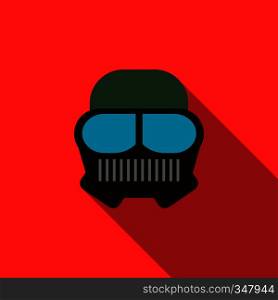Paintball mask icon in flat style with long shadow. Paintball mask icon, flat style