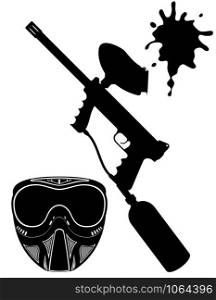 paintball set black silhouette vector illustration isolated on white background