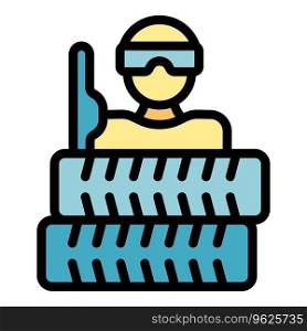 Paintball tires defence icon outline vector. Gun game. Action uniform color flat. Paintball tires defence icon vector flat