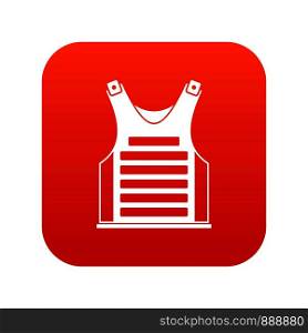 Paintball vest icon digital red for any design isolated on white vector illustration. Paintball vest icon digital red