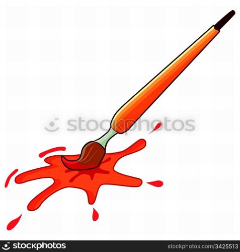 Paintbrush with splat of color, vector illustration