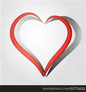 Painted brush heart shape. vector background.