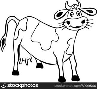 painted contour cow with smile isolated on white background