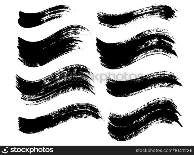 Painted grunge stripes set. Black labels, background, paint texture. Brush strokes vector. Handmade design elements. Vector illustration. Painted grunge stripes set. Black labels, background, paint texture. Brush strokes vector. Handmade design elements. Vector