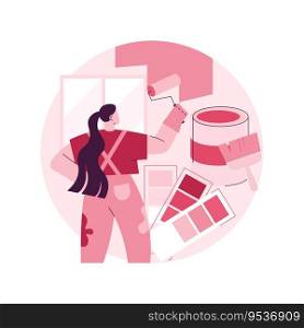 Painter services abstract concept vector illustration. Residential and commercial painting contractor, interior and exterior house renovation, decorative finish, color sampling abstract metaphor.. Painter services abstract concept vector illustration.