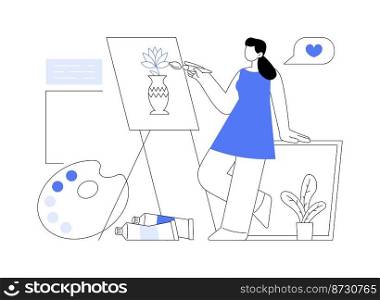 Painting abstract concept vector illustration. Amateur painter home course, learn about drawing, boost your creativity, art therapy exercises, online sketching lesson for kids abstract metaphor.. Painting abstract concept vector illustration.