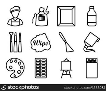 Painting Icon Set. Bold outline design with editable stroke width. Vector Illustration.