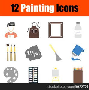 Painting Icon Set. Flat Design. Fully editable vector illustration. Text expanded.