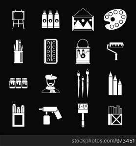 Painting icons set vector white isolated on grey background . Painting icons set grey vector