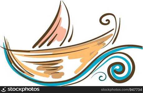 Painting of a colorful boat floating on the water vector color drawing or illustration