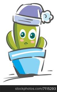 Painting of a cute cactus vector or color illustration