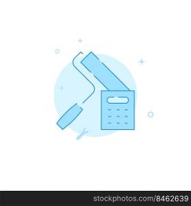 Painting, paint roller vector icon. Flat illustration. Filled line style. Blue monochrome design.. Painting, paint roller flat vector icon. Filled line style. Blue monochrome design.