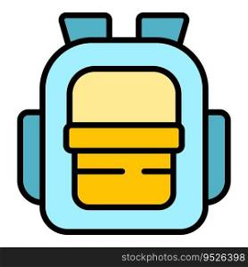 Painting school backpack icon outline vector. Room pallet. Art drawing color flat. Painting school backpack icon vector flat