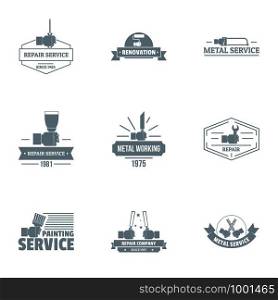 Painting services logo set. Simple set of 9 painting services vector logo for web isolated on white background. Painting services logo set, simple style