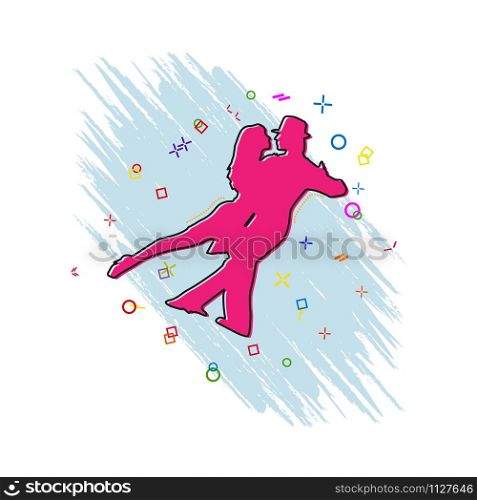 Pair dancing icon. Comic book style icon with splash effect. flat style. Isolated on white background.