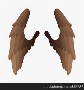 Pair of bird wings icon in cartoon style isolated on white background. Pair of bird wings icon, cartoon style