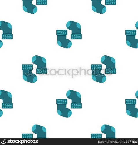 Pair of blue baby socks pattern seamless background in flat style repeat vector illustration. Pair of blue baby socks pattern seamless