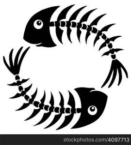 Pair of fishbones - vector illustration.