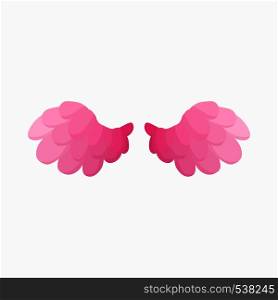 Pair of pink bird wings icon in cartoon style isolated on white background. Pair of pink bird wings icon, cartoon style