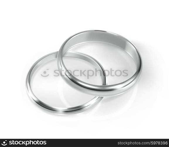 Pair of silver wedding rings, vector illustration