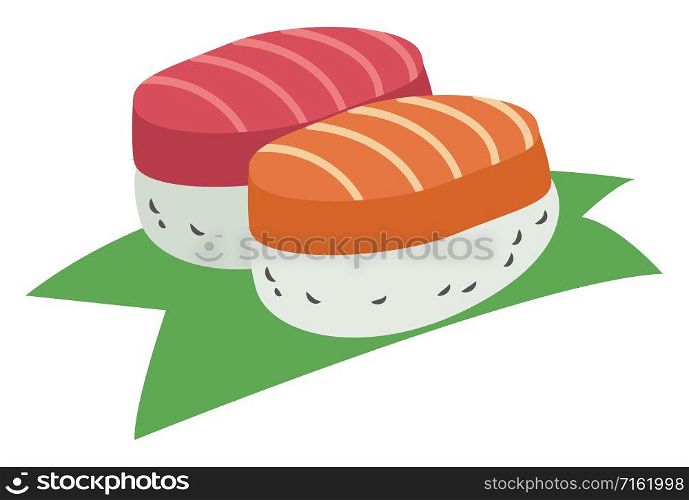 Pair of sushi, illustration, vector on white background.