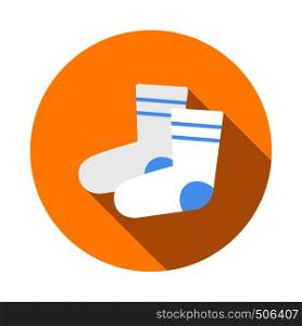 Pair of white sock icon in flat style on a white background. Pair of white sock icon, flat style