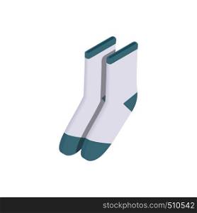 Pair of whiye socks icon in isometric 3d style on a white background. Pair of whiye socks icon, isometric 3d style