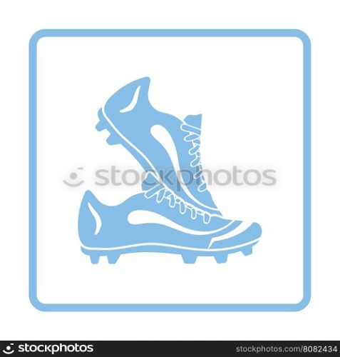 Pair soccer of boots icon. Blue frame design. Vector illustration.