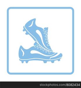 Pair soccer of boots icon. Blue frame design. Vector illustration.