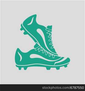 Pair soccer of boots icon. Gray background with green. Vector illustration.
