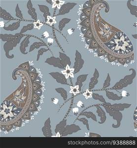 Pais≤y and flowers seam≤ss pattern. Indian wallpaper