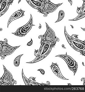 Paisley, Abstract Flower. Hand Drawn luxury old fashioned floral ornament, Victorian vector background. Can be used for wallpaper, website background, textile, phone case print. Paisley background. Vintage Seamless pattern with hand drawn Abstract Flowers.
